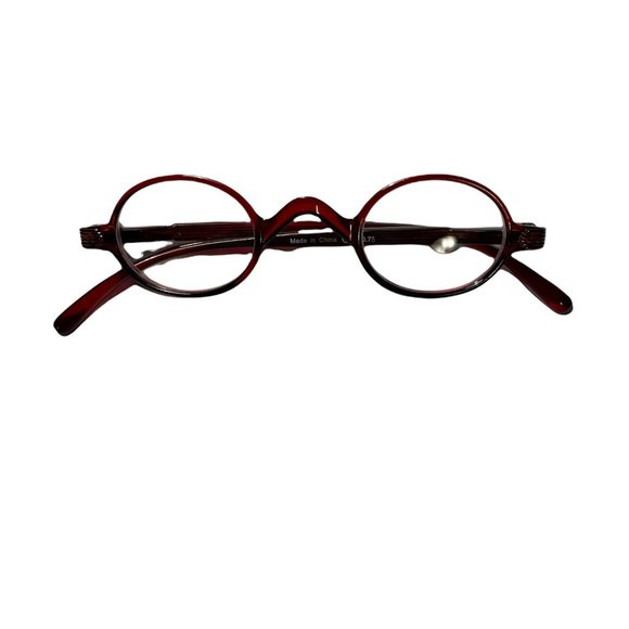 Mini Oval Round Reading Glasses with Spring Temple Sunshine - Red 5-pack +0.75 - Picture 2 of 4